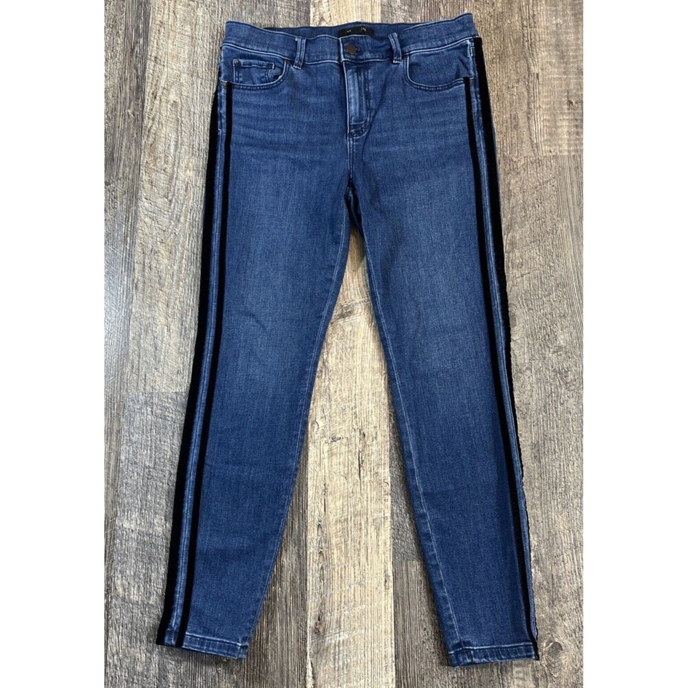 Ann Taylor Velvet Stripe Skinny Jeans Women’s Mid Rise Stretch Denim Size 8P